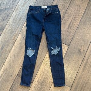 Free People Midnight Blue Ripped Skinny Jeans